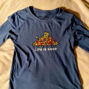LIFE IS GOOD long- sleeved kids’ XXL or women’s SMALL t-shirt